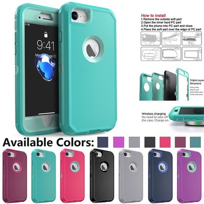 For iPhone 7 Phone Case Heavy Duty Rugged Shockproof Protection Dual Layer Cover