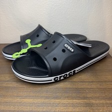 Crocs Bayaband Mens Slide Sandals Size 12 Black White Water Friendly Lightweight