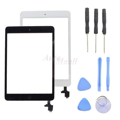 For iPad Mini 1 2 Touch Screen Glass Digitizer +IC +Home Button+ Adhesive +Tools
