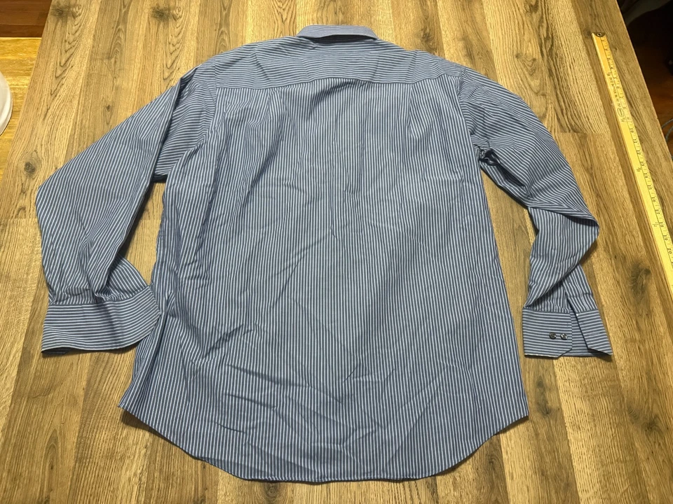 Donald J. Trump Shirt Men's 16.5 32/33 Blue White Striped Long Sleeve Button Up - Image 2 of 4