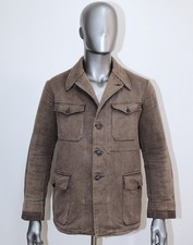 French Vintage 1950s Faded Brown Cotton Pique Hunting Jacket LA FAVORITE Size M