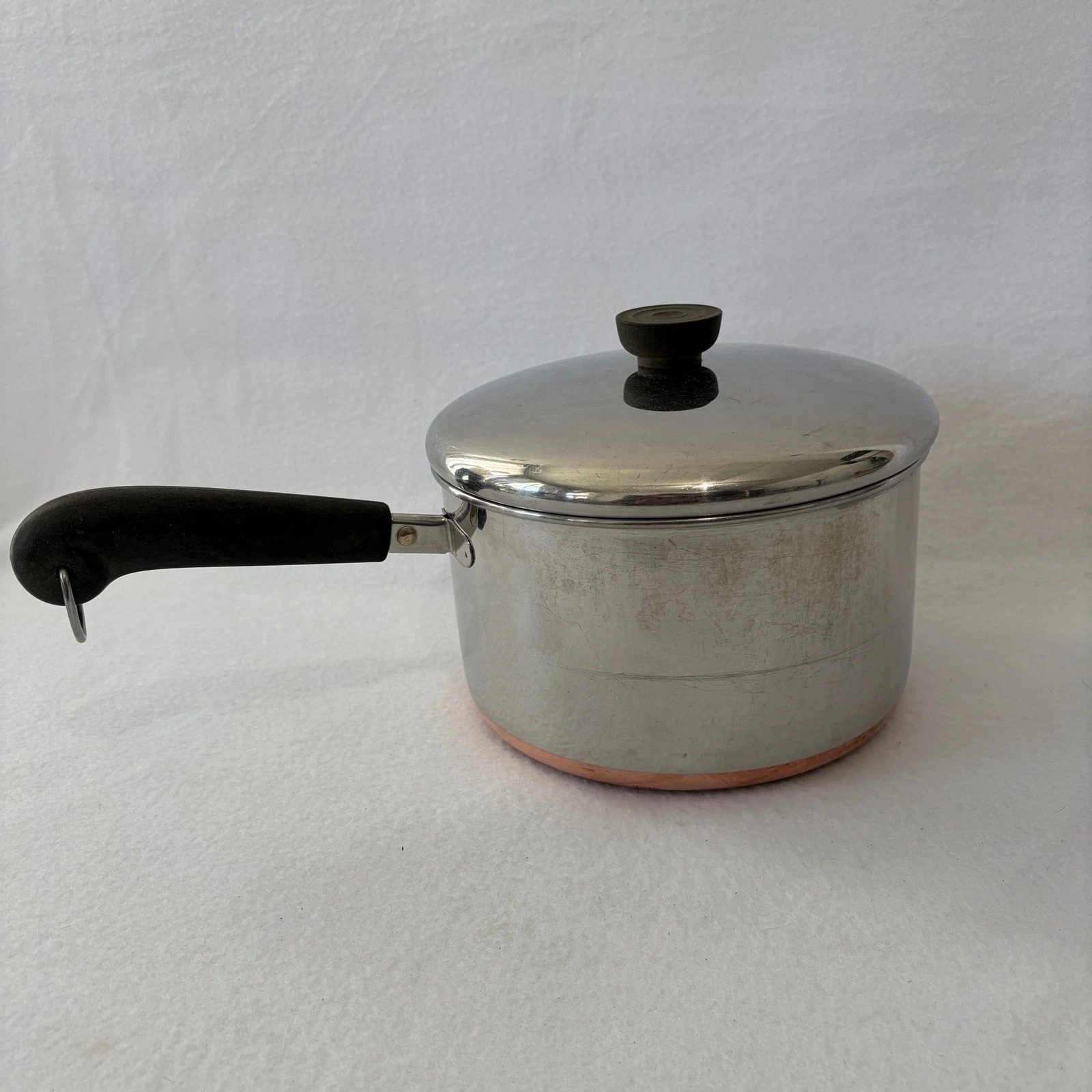 Vintage Revere Ware 1 Qt Sauce Pan Pot with Lid 1801 Copper Bottom USA