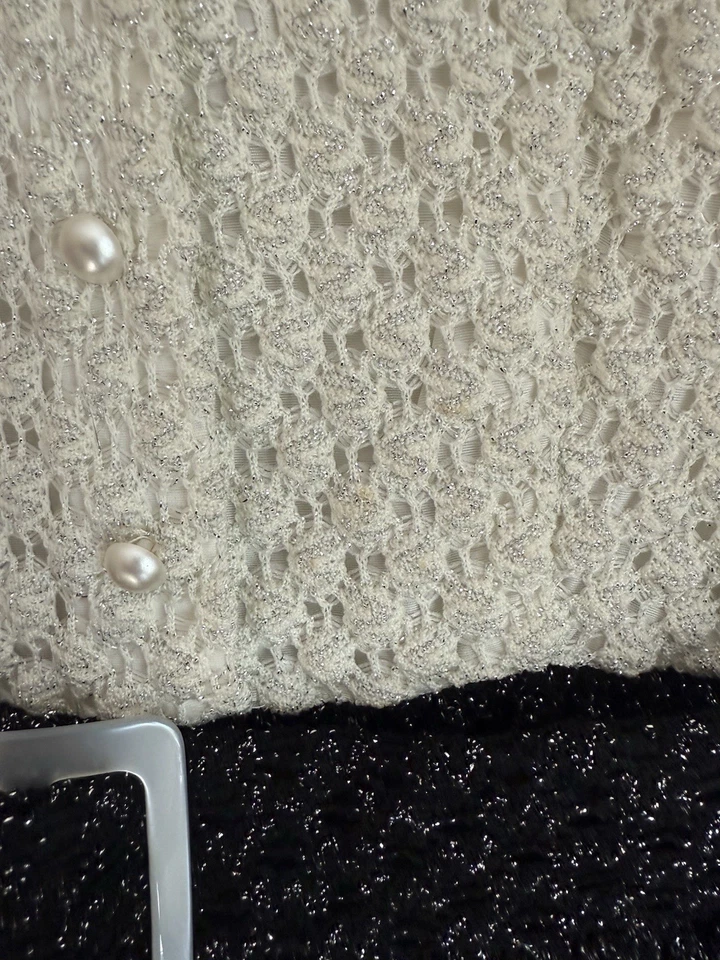 Dress Mini Mod GoGo Vintage Cocktail 60s 70s Belt Metallic Womens Size Small - Image 4 of 4