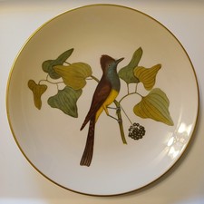 Vtg Gorham Bird And Leaves Plate Crested Fly Catcher Catesby Preservation Guild