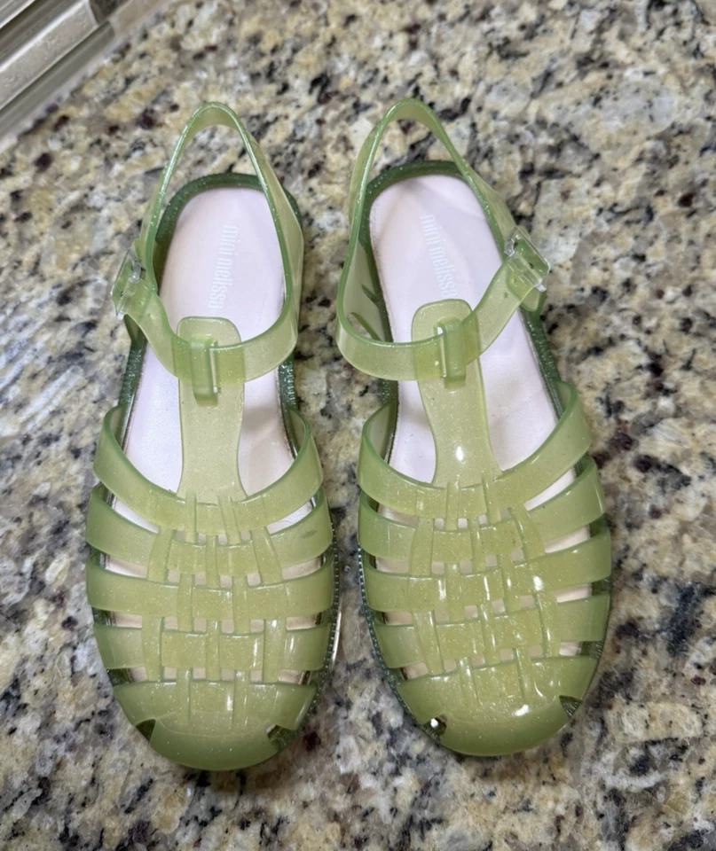 Мини Melissa желе сандалии светло-зеленый блестящий большой ребенок девочки sz 3 - Изображение 2 из 4