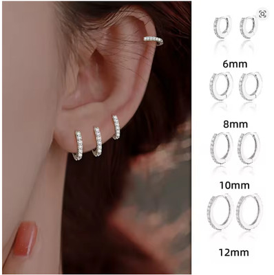 925 Sterling Silber Creolen Zirkonia Strass Ohrringe Damen Gold Silber