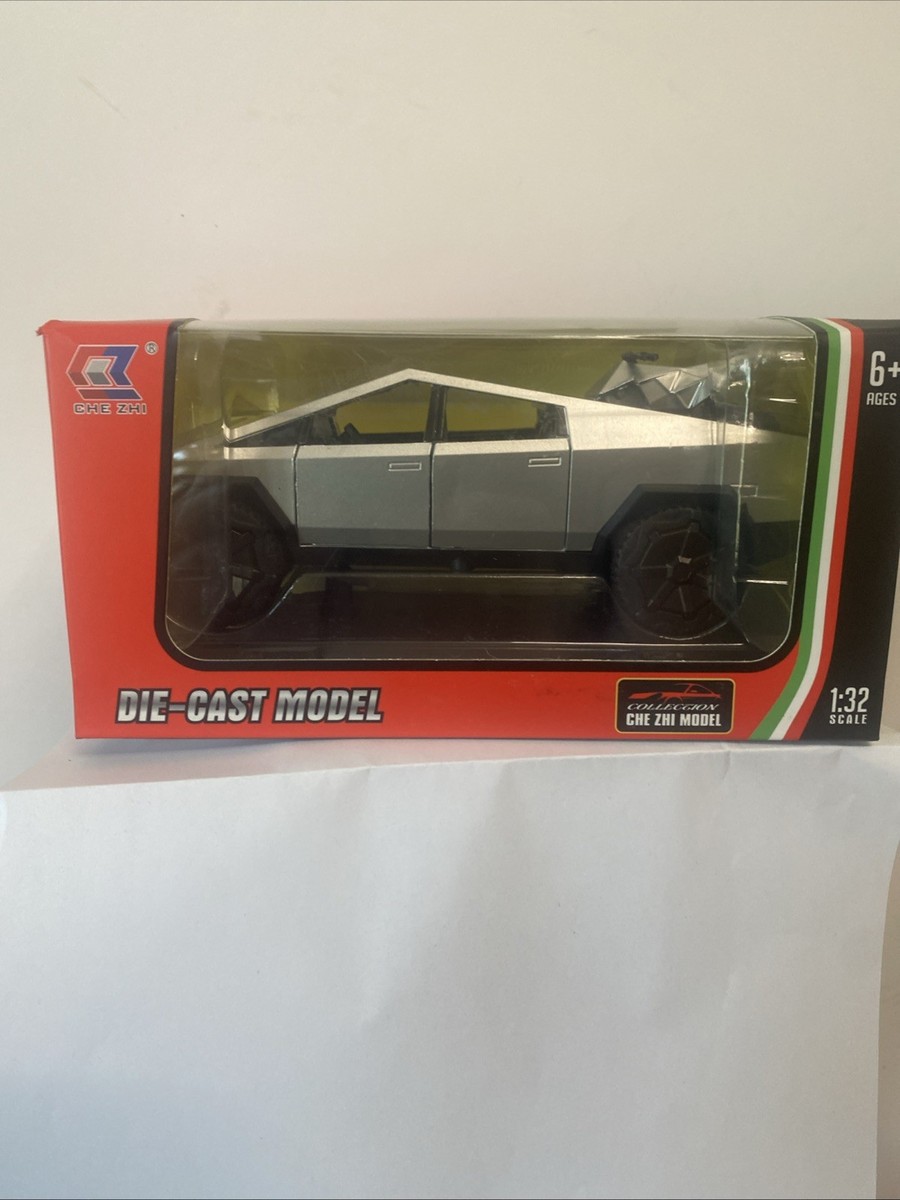 Tesla Cybertruck 1:32 Silver Diecast CHE ZHI w/ Cyberquad Trunk