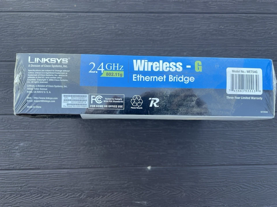 Linksys WET54G 2.4GHz 802.11g Wireless G Ethernet BRIDGE 54 Mbps- New- RD Disc - Image 3 of 4
