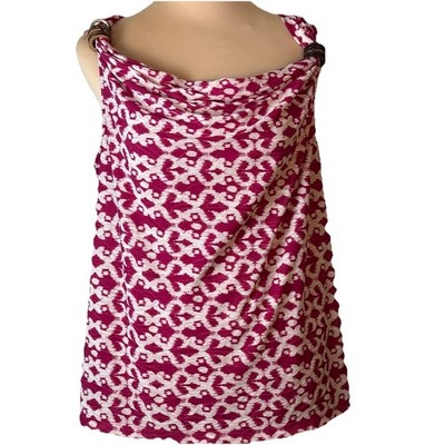 Rafaella Magenta & White Cowl Neck Sleeveless Top Women s Size M Stretch