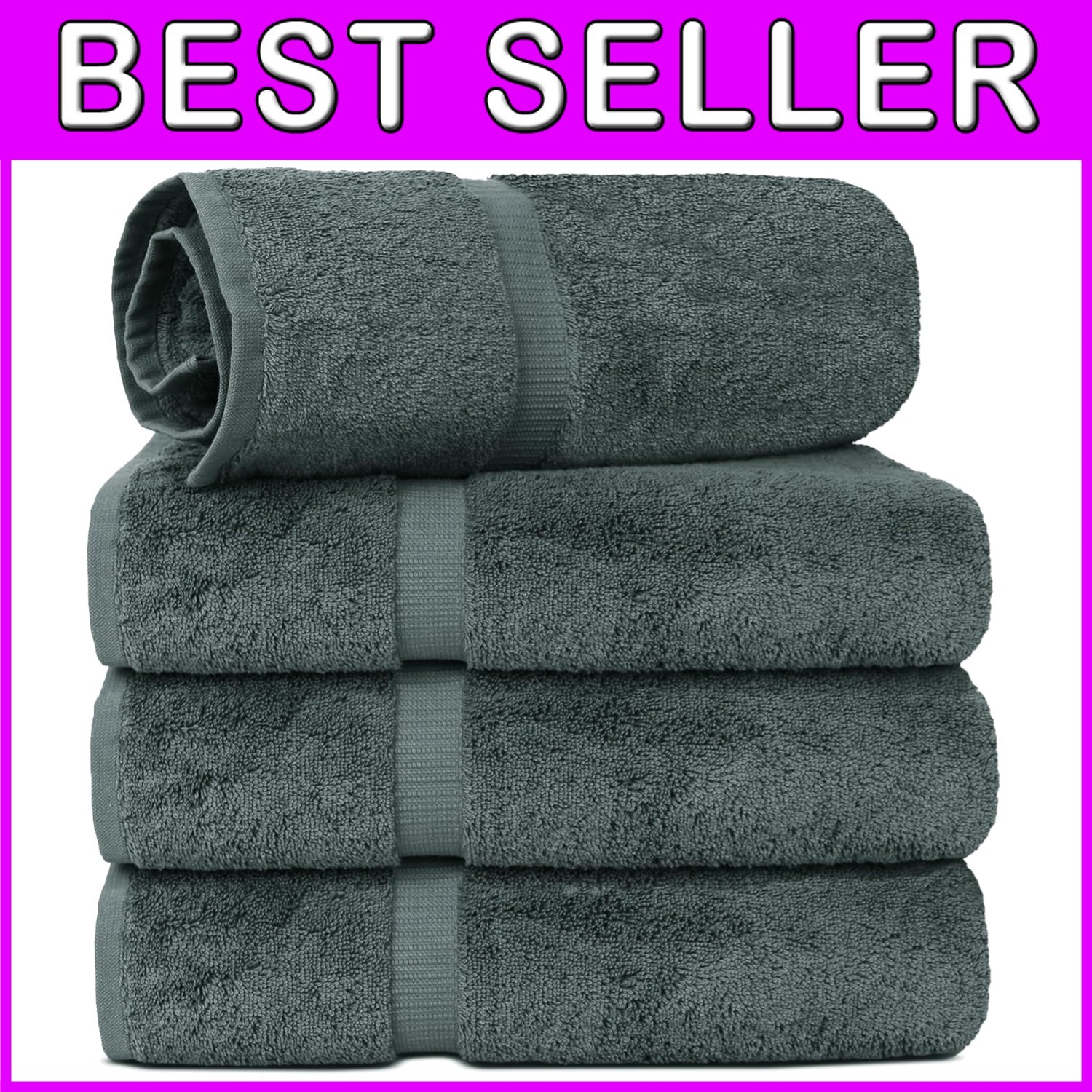 Soft & Absorbent Bath Towels - 100% Cotton Luxury Set of 4