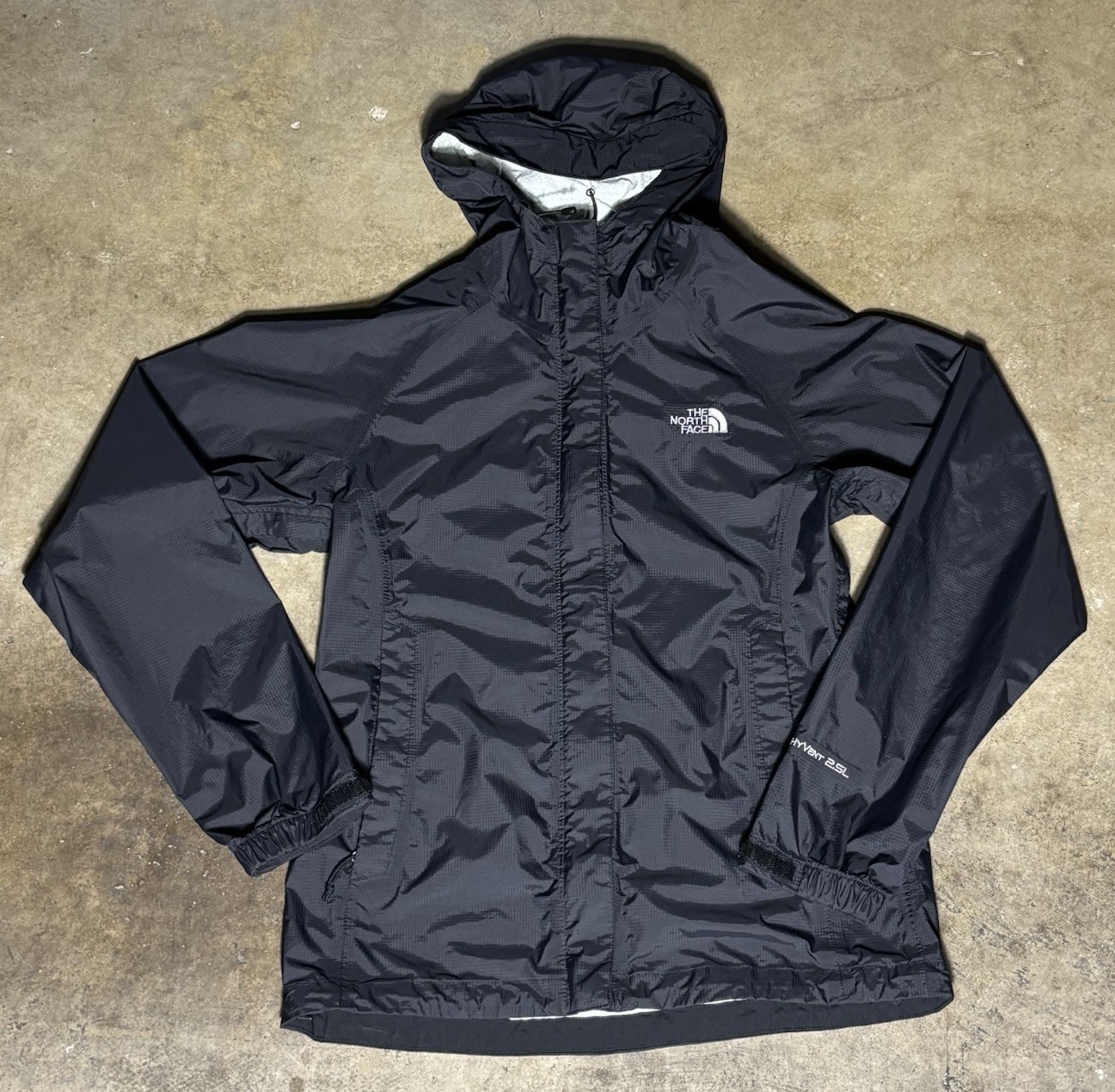 The North Face Rain Jacket Womens XS Black HyVent 2.5L Lightweight Waterproof