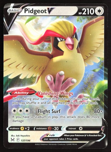 Pokemon Pidgeot V Holo SWSH11: Lost Origin 137/196 NM