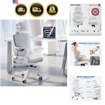Office Chair Ergonomic Mesh Desk Chair with Lumbar Support White Comfortable