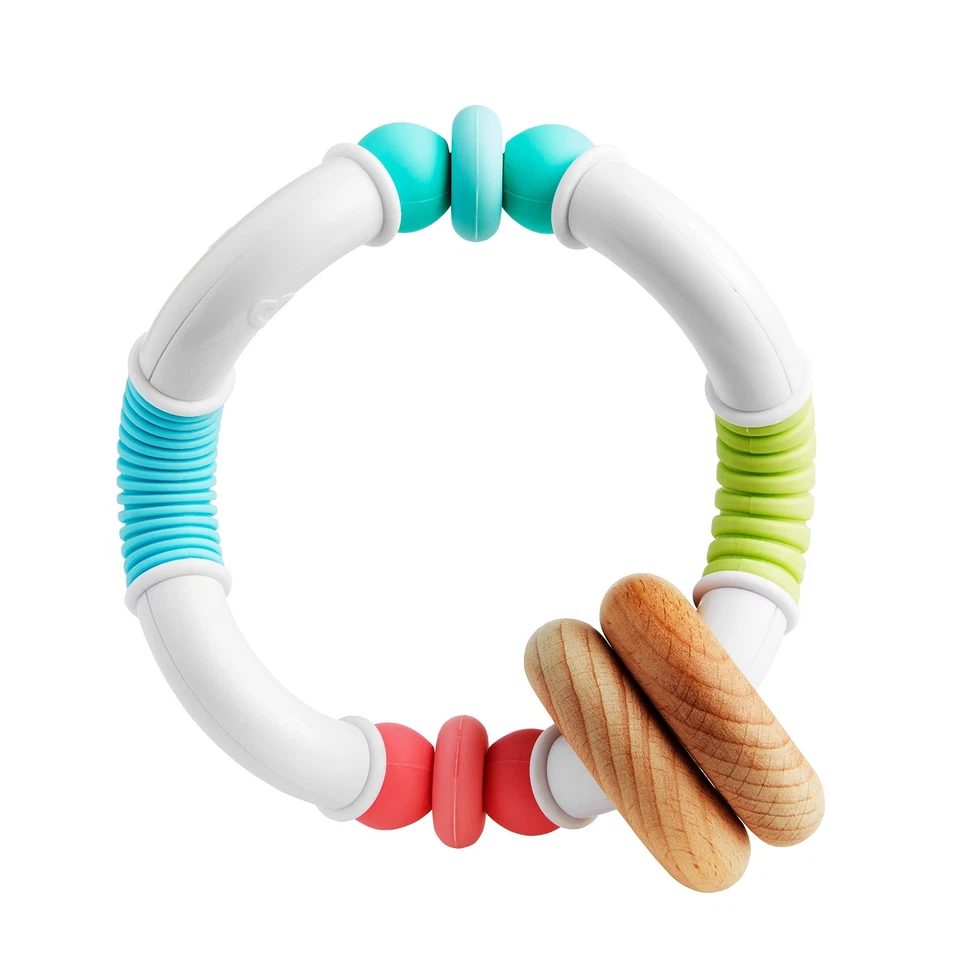 Bendable Multi Texture Baby Teether Rattle Natural Beechwood Silicone Toy 80 ... - Image 2 of 4