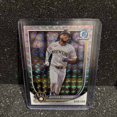 2025 Bowman Chrome /499 * Geometric Refractor * Jackson Chourio 141/499 Brewers