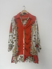 PrettyLittleThing Baroque Chain Print Oversized Shirt Dress – Size 8