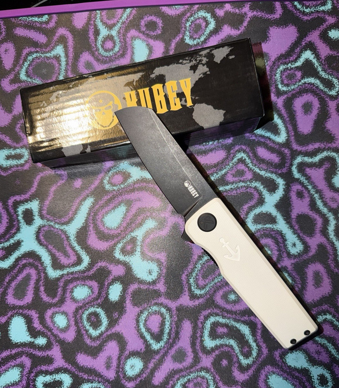 Kubey Sailor Pocketknife White G10 Handle 14C28N blade steel.