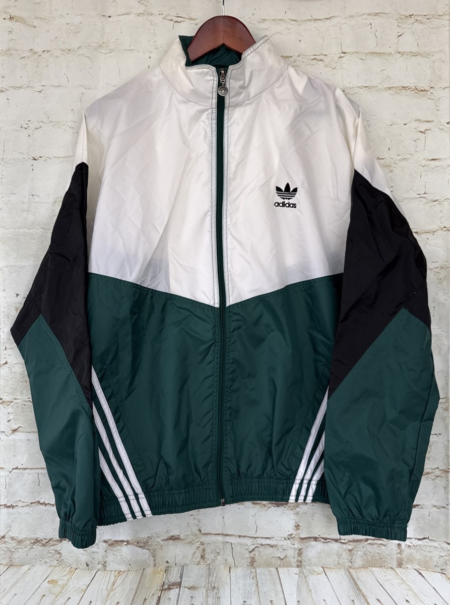 Adidas Vintage Full Zip Colorblock Track Jacket Hooded Windbreaker