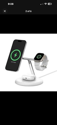 Belkin -  BoostCharge Pro 3-in-1 Wireless 15W Qi2 MagSafe Charging Stand - White