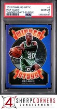 2021 PANINI DONRUSS OPTIC WINNER STAYS PURPLE PRIZM #5 RAY ALLEN POP 2 PSA 10