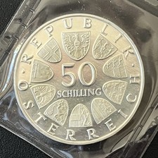 M&uuml;nze  &Ouml;sterreich 50 Schilling Silber 0,9 von 1971 Julius Raab