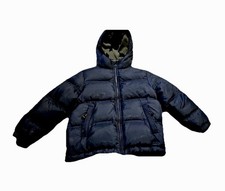 GapKids Boys Navy Down Filled Puffer Jacket S 6-7 Hooded Fleece Lined Full Zip