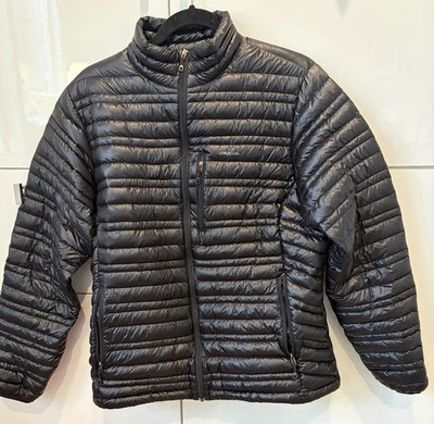 Patagonia Ultralight Down Jacket Women s Large Black Puffer Full Zip Quilted EUC