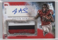 2015 Topps Inception Red 9/25 Justin Hardy #AJP-JHA Jumbo Patch Auto 0c6