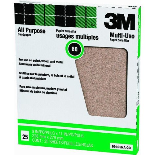 10 Pk 3M 80D 9" X 11" Production Sandpaper 25 SheetsPack 99405NA 10 Pk 3M 80D 9" X 11" Production Sandpaper 25 SheetsPack 99405NA