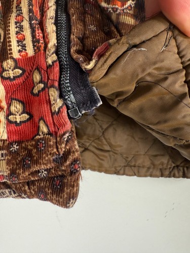 Vtg Kids Full Zip Multicolor Patchwork Paisley Fur Hood Quilt Lined Jacket Sz 4 - Picture 5 of 15