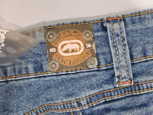 VTG Echo Unltd RED Dead Stock NWT Size 15 Riveting Jeans Sand Blue Hip Zip RARE - Picture 12 of 17