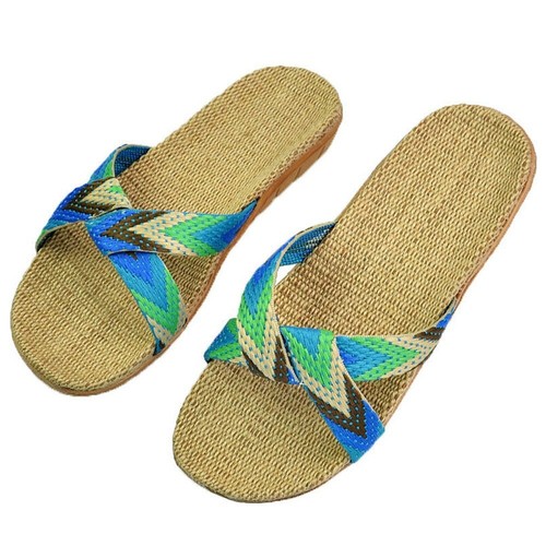 Leinen Hausschuhe Sommer Zuhause Indoor Sandalen Damen Herren Paare Flachs Freizeit Pantoletten - Bild 27 von 58