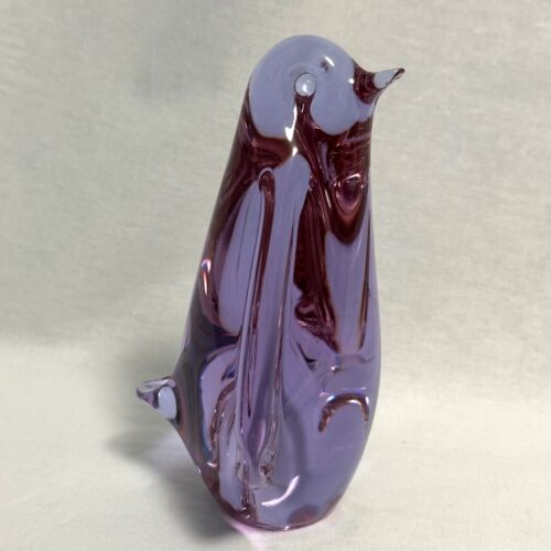 Vintage Murano Style Purple Art Glass Penguin Paperweight / 6" - Picture 14 of 20