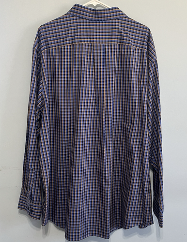 Gold Label Roundtree & Yorke Blue Plaid Non-Iron Dress Shirt Long Sleeves Sz 3XT - Picture 9 of 9