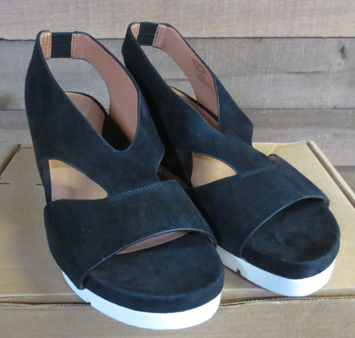 GENTLE SOULS BY KENNETH COLE SUEDE WEDGE SANDALS - BLACK - 10M - 第 1/4 張圖片