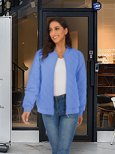 Women's Quilte Padded Jackets Full Zip Warm Outdoor Coats Casual Winter Outwear - Picture 85 of 124