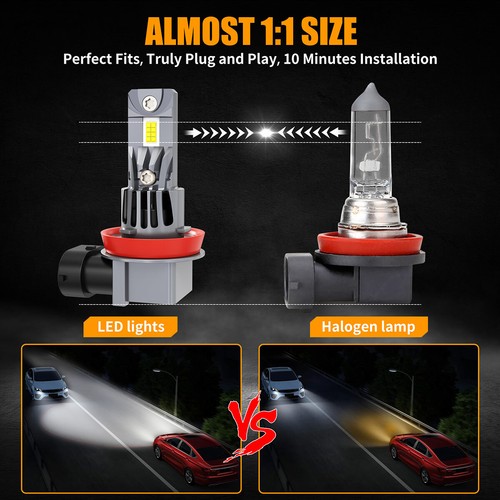 LED Headlight Kit Bulbs 10000W 100000LM H11 H7 High Low Beam Xenon White Bright - Picture 3 of 20