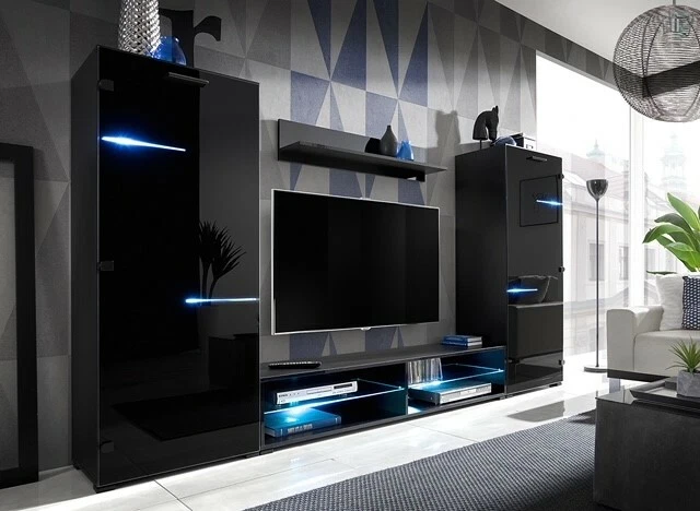 Living Room High Gloss Furniture full Set Display Wall Unit Modern TV Cabinet
