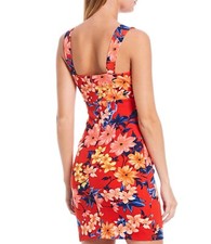 NWT GUESS Printed Scuba-Crepe Sheath Lined Sleeveless Floral Mini Dress Size 0