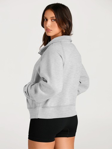 Womens Sweatshirts Half Zip Cropped Pullover Long Sleeve Tops Oversized Hoodi... - Picture 5 of 6