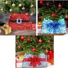Christmas Tree Skirt LED RED SANTA BELT BLUE SILVER GIFT BOX Bucket Stand Cover