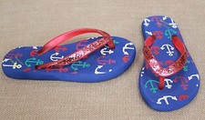 NEW Rafters SPARKLE FLIP FLOPS Girls 9 10 Sandals Shoes Blue Red Patriotic