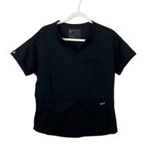 Figs Cayo Black Popover 3-Pocket Scrub Top Women  s Size XS