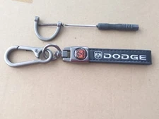 New Dodge Black Leather Strap Key Chain Free Ship