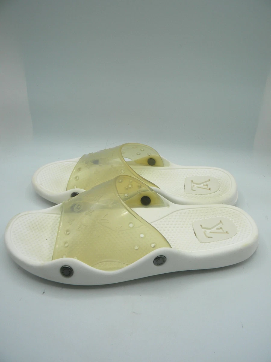 Louis Vuitton White Multicolore Rubber Beach Slides Size 10.5/41