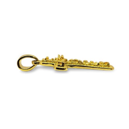 Solid 24K Yellow Gold Mens Nugget Cross Small Gold Cross Pendant, 7/8" 3.2 grams - Picture 4 of 9