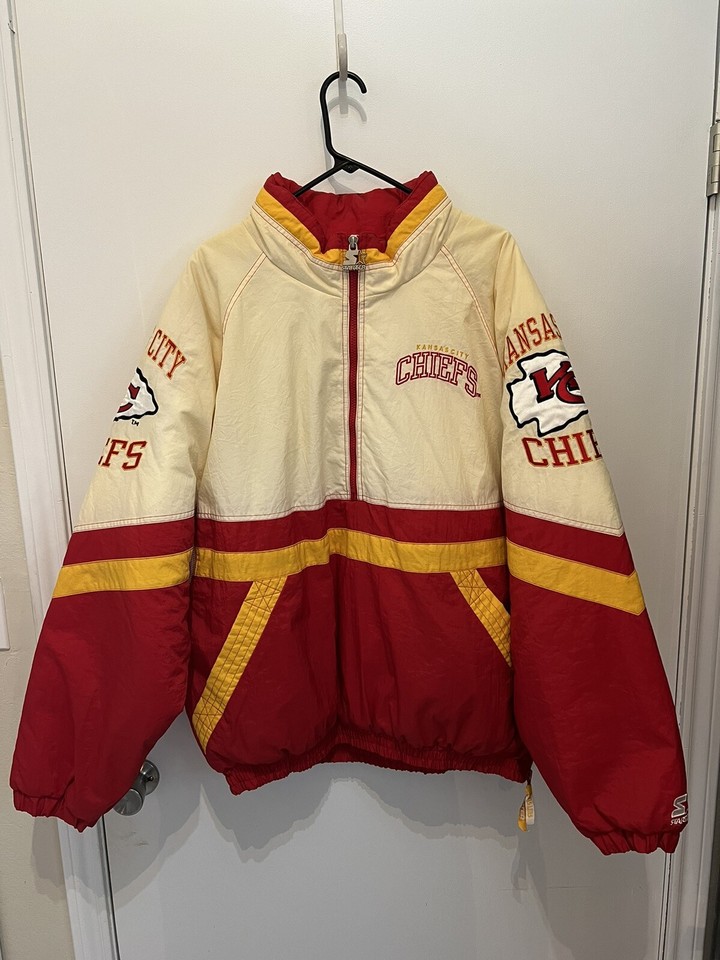 VTG 90s NFL Kansas City CHIEFS STARTER PULLOVER JACKET HALF ZIP SIZE XL