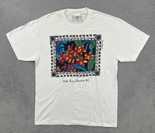 Vtg Toucan Dance 90s Large White Graphic T Shirt Made In USA Ocho Rios Jamaica