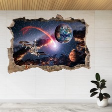 Space Shuttle Schiff Satellit 3D zertrümmerte Ansicht Wandaufkleber Poster Aufkleber A753
