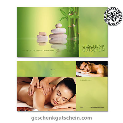 Gutscheinkarten ''Standard'' für Wellness, Entspannung, Massage, Spa, MA1232